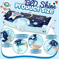 BLD Shine TRENDING HOT SELLING Heavy Quality Made Ideal For BoysGirl Stationery Organizer Astronaut Spaceman Design Multi Layer Multiple Buttons Plastic  Box  Pencil Box  (Set of 1, blue)-thumb1