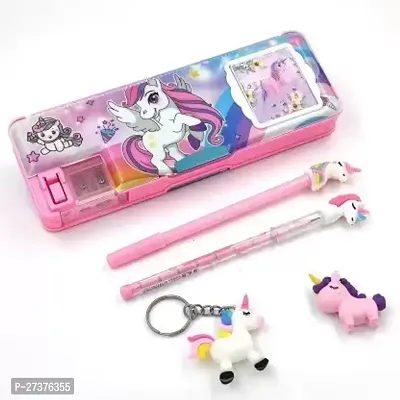 Unicorn Pencil Box with calculator ,1 pen,1 pencil ,1 eraser and 1 keyring( combo of 5 items,assorted color)-thumb0