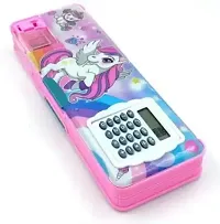 Unicorn Pencil Box with calculator ,1 pen,1 pencil ,1 eraser and 1 keyring( combo of 5 items,assorted color)-thumb1