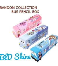 Bus Shape Pencil Box School Bus Metal Geometry Box Random color pack 1 Geometry Box  (Multicolor)-thumb1