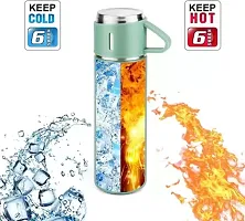 Vacuum Insulated Flask set 3Cup set for Hot  Cold Drink (Giftset Green) 500 ml Flask  (Pack of 1, Multicolor, Steel)-thumb1