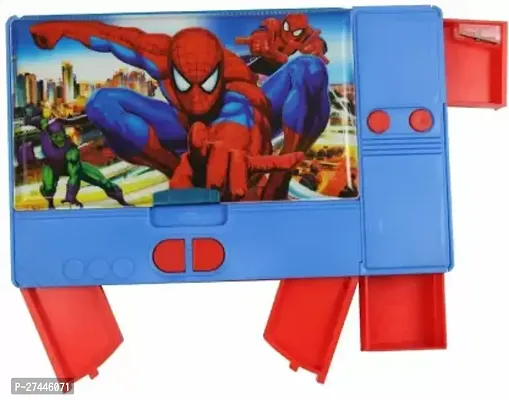 Jumbo Spiderman Pencil Box With Inside 6 Hidden Pockets Jumbo Big Size( set of 1,dark blue)