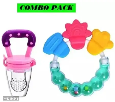 Baby Rattle Toy/Teether With Fresh Fruit Feeder. Both Varient Of Teether In This Pack Of 2 Pcs