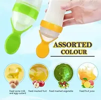 Baby Fruit Food Feeding Bottle Silicone with Spoon multicolor -90 ml (Pack of 1) - 90 ml  (Multicolor)-thumb1