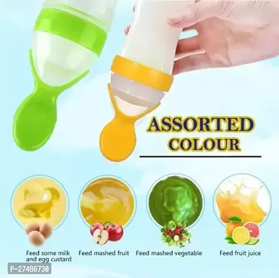 Baby Fruit Food Feeding Bottle Silicone with Spoon multicolor -90 ml (Pack of 1) - 90 ml  (Multicolor)-thumb2