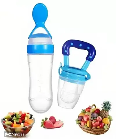 Combo of Baby feeder spoon and baby fruit feeder (fruit nipple) set of 2,assorted color-thumb0
