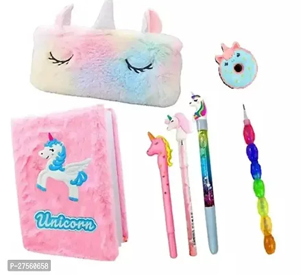 new most selling most loved by kids unicorn stationery combo of 7 items,set of 7 items,multicolor-thumb0