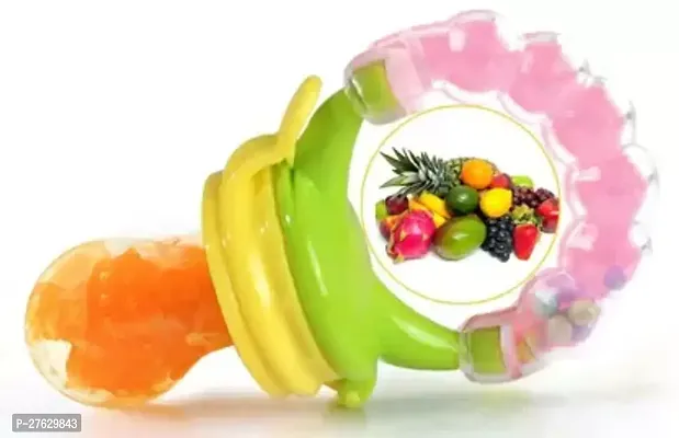 aby BPA-Free Silicone Nipple fruit Nibbler with Rattle Handle Teether and Feeder  (Multicolor)