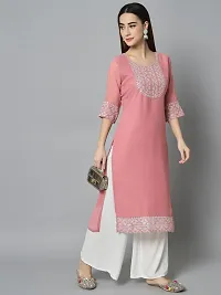 Elegant Pink Embroidered Georgette Kurta For Women-thumb4