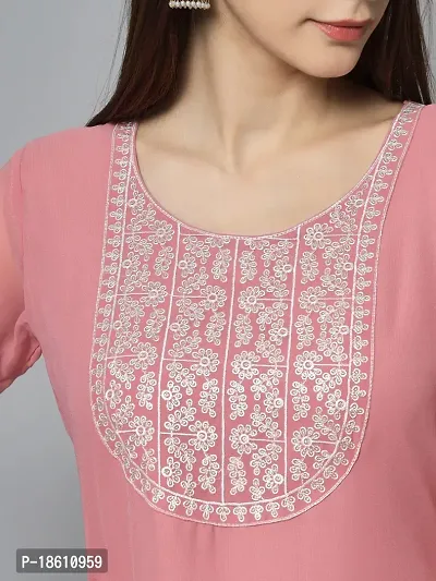 Elegant Pink Embroidered Georgette Kurta For Women-thumb4