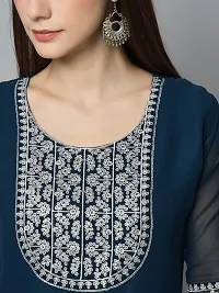 Elegant Dark Blue Embroidered Georgette Kurta For Women-thumb3