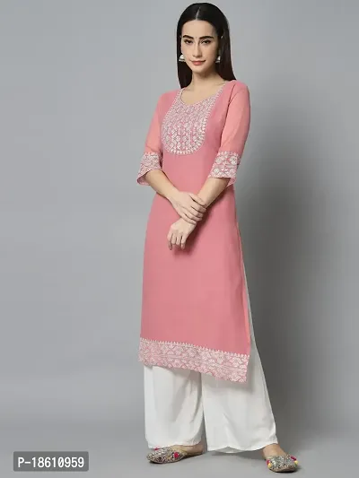 Elegant Pink Embroidered Georgette Kurta For Women-thumb0