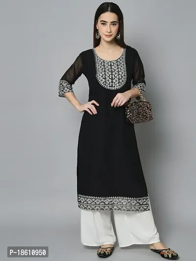 Elegant Embroidered Georgette Kurta For Women-thumb0