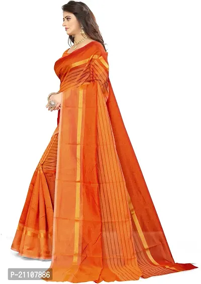 Beautiful Orange Art Silk Woven Design Saree with Blouse Piece For Women-thumb3