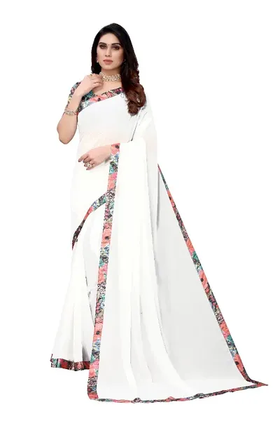 Floral Print Border Georgette Saree with Blouse piece