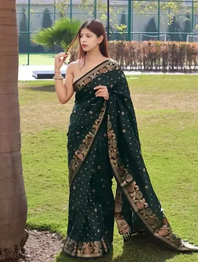 Glamorous Poly Silk Saree with Blouse piece 