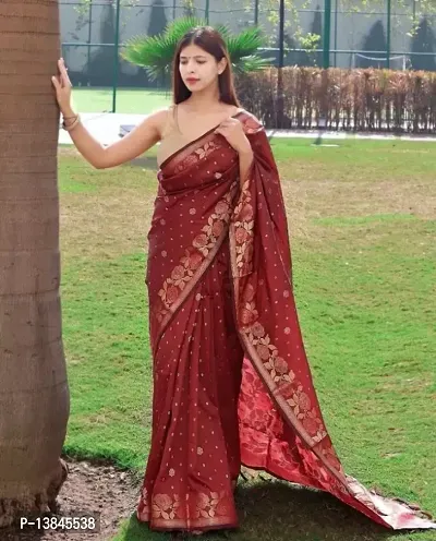Beautiful Poly Silk Jacquard Saree with Blouse piece-thumb0