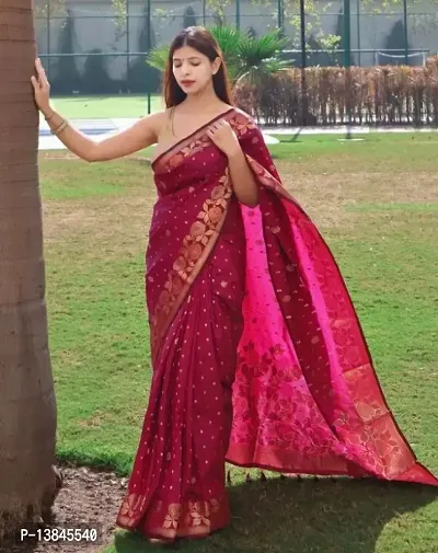 Beautiful Poly Silk Jacquard Saree with Blouse piece-thumb0