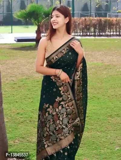 Beautiful Poly Silk Jacquard Saree with Blouse piece-thumb2