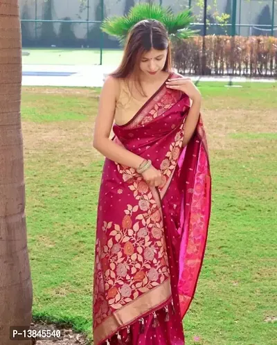 Beautiful Poly Silk Jacquard Saree with Blouse piece-thumb2