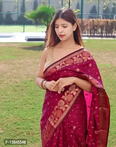 Beautiful Poly Silk Jacquard Saree with Blouse piece-thumb3