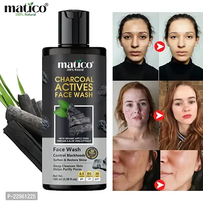 Matico Activated Charcoal Face wash for Deep cleaning, Pimple/ Acne blackheads removal. 100ml
