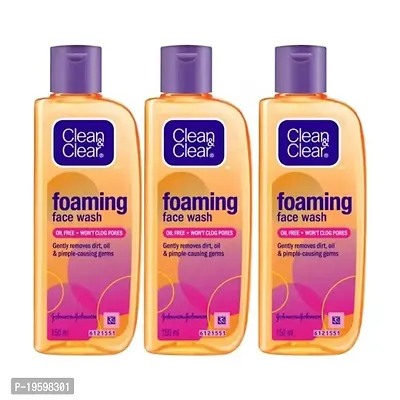 Clean  Clear Foaming Face Wash For Oily Skin, (Pack of 3 ) 450ml
