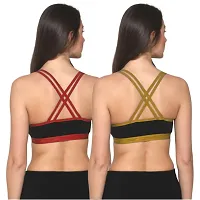 FRESH LOOK Women Non Padded Full Coverage Solid Hosiery Fabric Red Golden Color Sports Bra-38B-thumb1