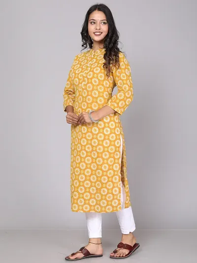 Stylish Cotton Floral Print Straight Kurta