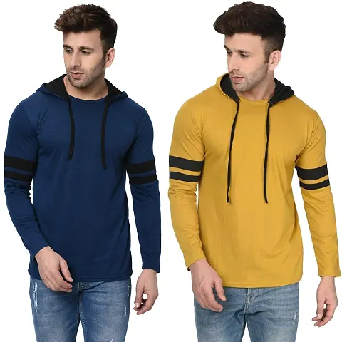 Adorbs Men's Cotton Blend Full Sleeve Hooded T-Shirt (Pack of 2)