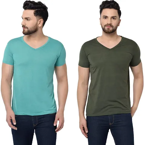 Adorbs Men's V-Neck Cotton T-Shirt (Pack of 2)