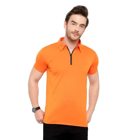 Adorbs Men's Cotton Blend Full Sleeve Zip Neck Polo T-Shirt (Pack of 1)