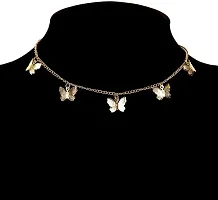 AREO Butterfly Choker Necklace Gorgeous Pendant Necklaces Golden Butterfly Chain Jewelry for Women-thumb2