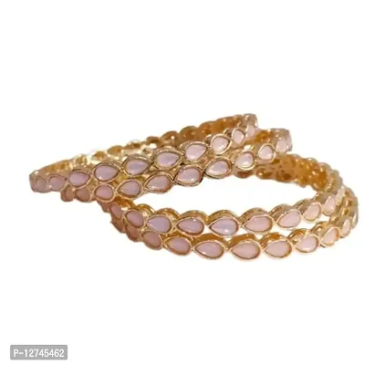 baby pink designer gold plated bangles for women and girls (gold, 2.8)