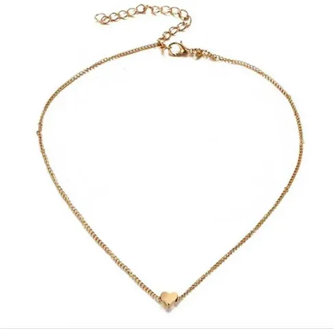 ManRaGini Jewels Simple Heart Chain Plated Valentine Love Heart Necklace Chain Pendant for Women Girls