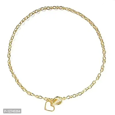 ManRaGini Jewels Heart Gold Plated Single Chain Necklace Jewellery For Women and girls