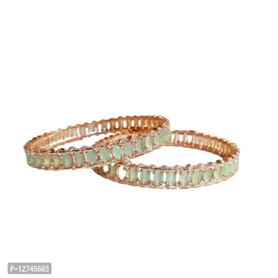 mi9nt green gold plated designer bangles for women and girls (gold, 2.6)