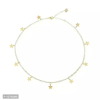 ManRaGini Jewels stylish star chain for girls women Fashion Link Chain Choker Simple Short Bold And Elegant Delicate Pendant Star Tassels Neckchain-thumb0