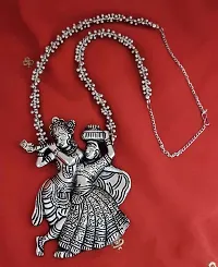ManRaGini Jewels Adorable Radha Krishna Oxidised Silver Necklaces  Chains set for women traditional-thumb2