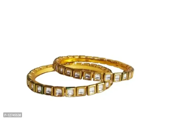 gold plated kundan stones designer bangles for women and girls..-thumb0