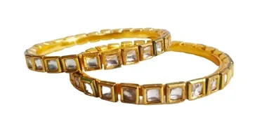 gold plated kundan stones designer bangles for women and girls..-thumb1