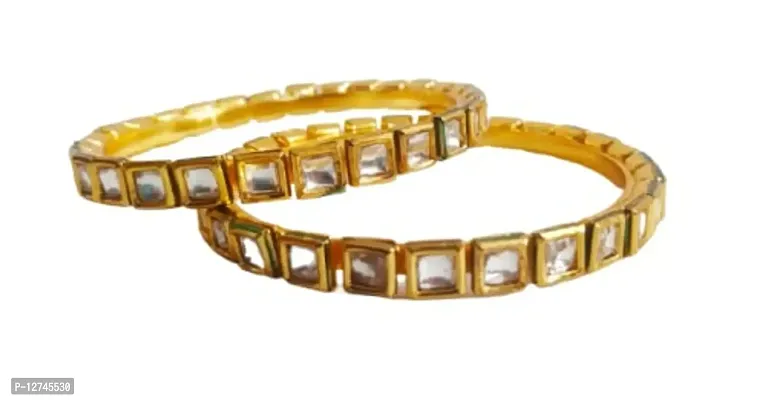 gold plated kundan stones designer bangles for women and girls..-thumb2