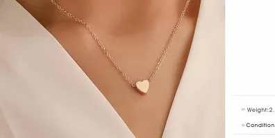 ManRaGini Jewels Rose Gold Simple Heart Chain Gold Plated Valentine Love Heart Necklace Golden Chain Pendant for Women  Girls-thumb3