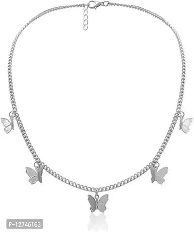 AREO Butterfly Choker Necklace Gorgeous Pendant Necklaces Silver Butterfly Chain Jewelry for Women