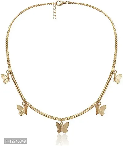 AREO Butterfly Choker Necklace Gorgeous Pendant Necklaces Golden Butterfly Chain Jewelry for Women-thumb0