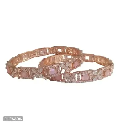 baby pink designer rose gold bangles for women and girls (rose gold, 2.2)