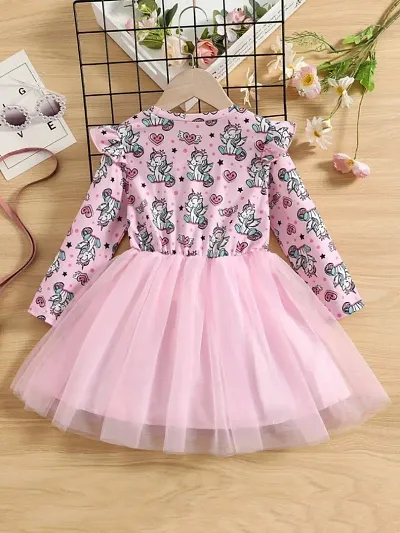 Trendy Printed Silk Dress for Girls