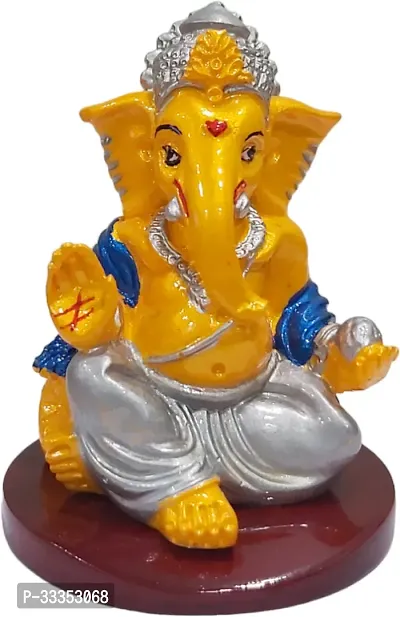 Goodmarts Ganesha for Car Dashboard Ganesh Statue Murti Lord Ganpati Diwali Gifts Decorative Showpiece  -  12 cm (Resin, Yellow, Silver)