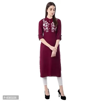 Women Embroidered Rayon Straight Kurta