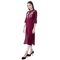 Women Embroidered Rayon Straight Kurta-thumb2